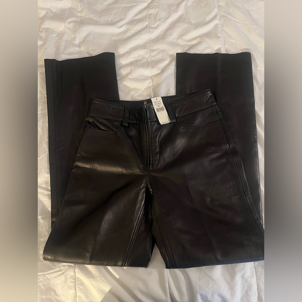 NWT Banana Republic Women’s Black Leather Pants